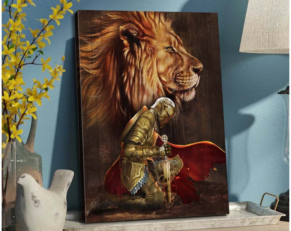 Lion God Armor Of God God Wall Art Home Decor Christian Gift Idea Warrior Of God Lion Of Judad Knight Of God