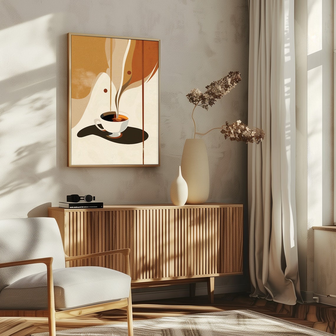 Abstract Coffee Cup Mid Century Modern Warm Minimalist Poster - Image 4
