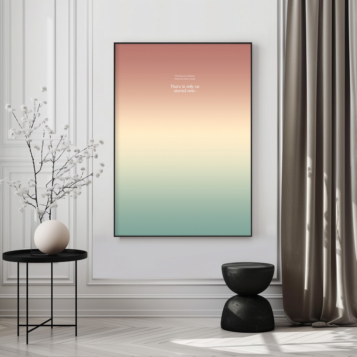 Eternal Now Quote on a Dreamy Blush Cream Teal Gradient Poster - Image 2