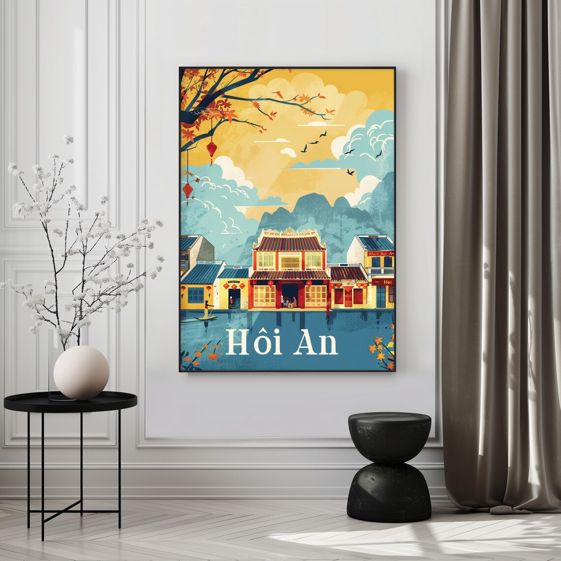 Hoi An Vietnam Old Town Riverside Sunny Day Vintage Travel Poster - Image 4