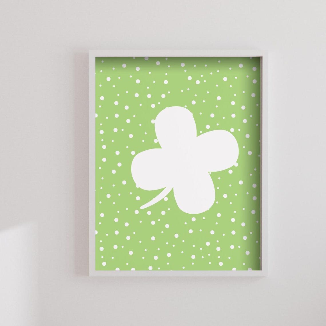 St Patrick's Day Polka Dot Shamrock Green White Festive Playful Poster