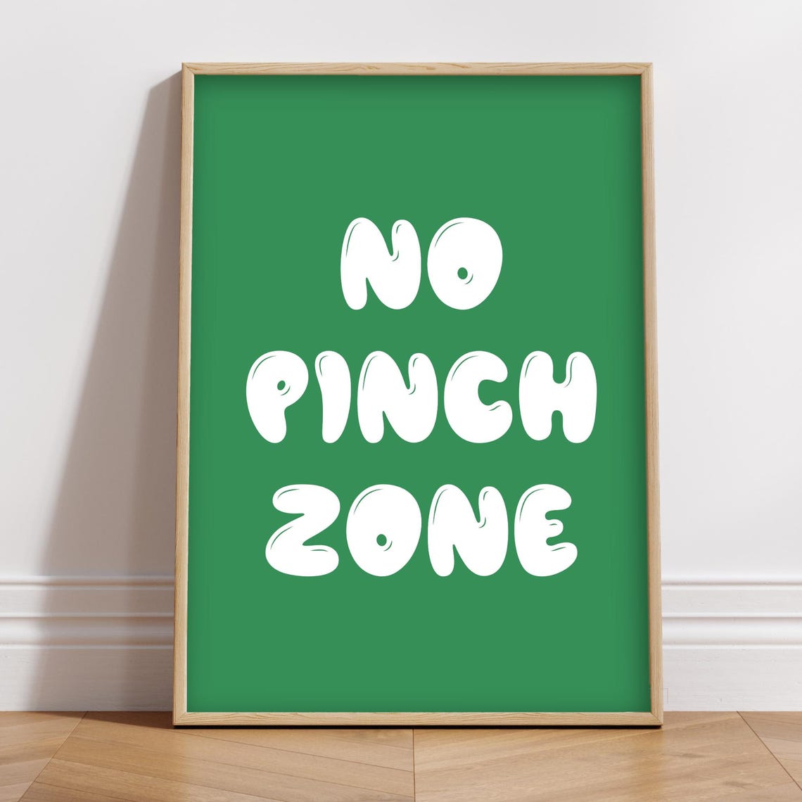 No Pinch Zone Bubble Letters Green Retro St Patricks Day Funny Poster