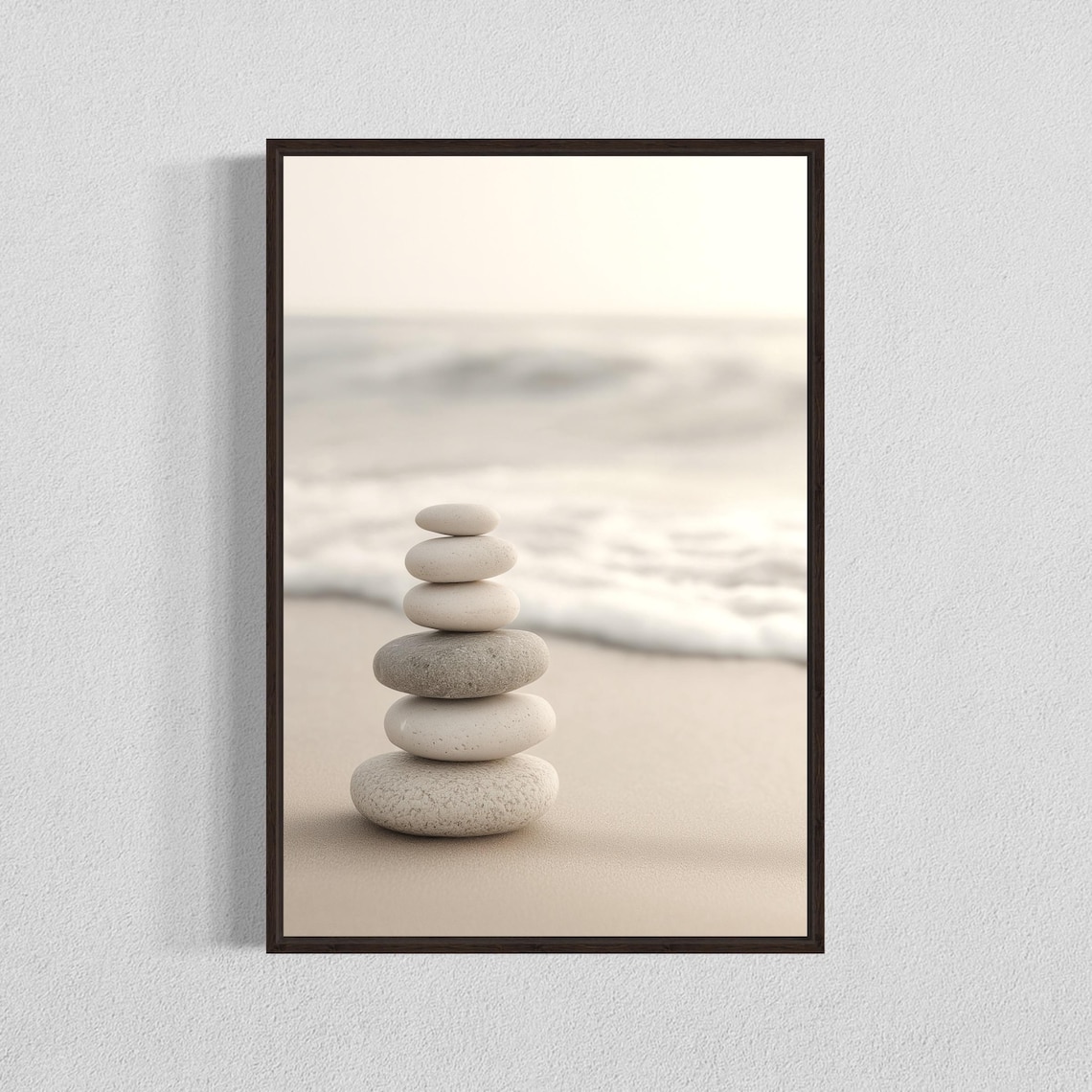 Zen Stone Tower Art Print, Minimalist Coastal Decor