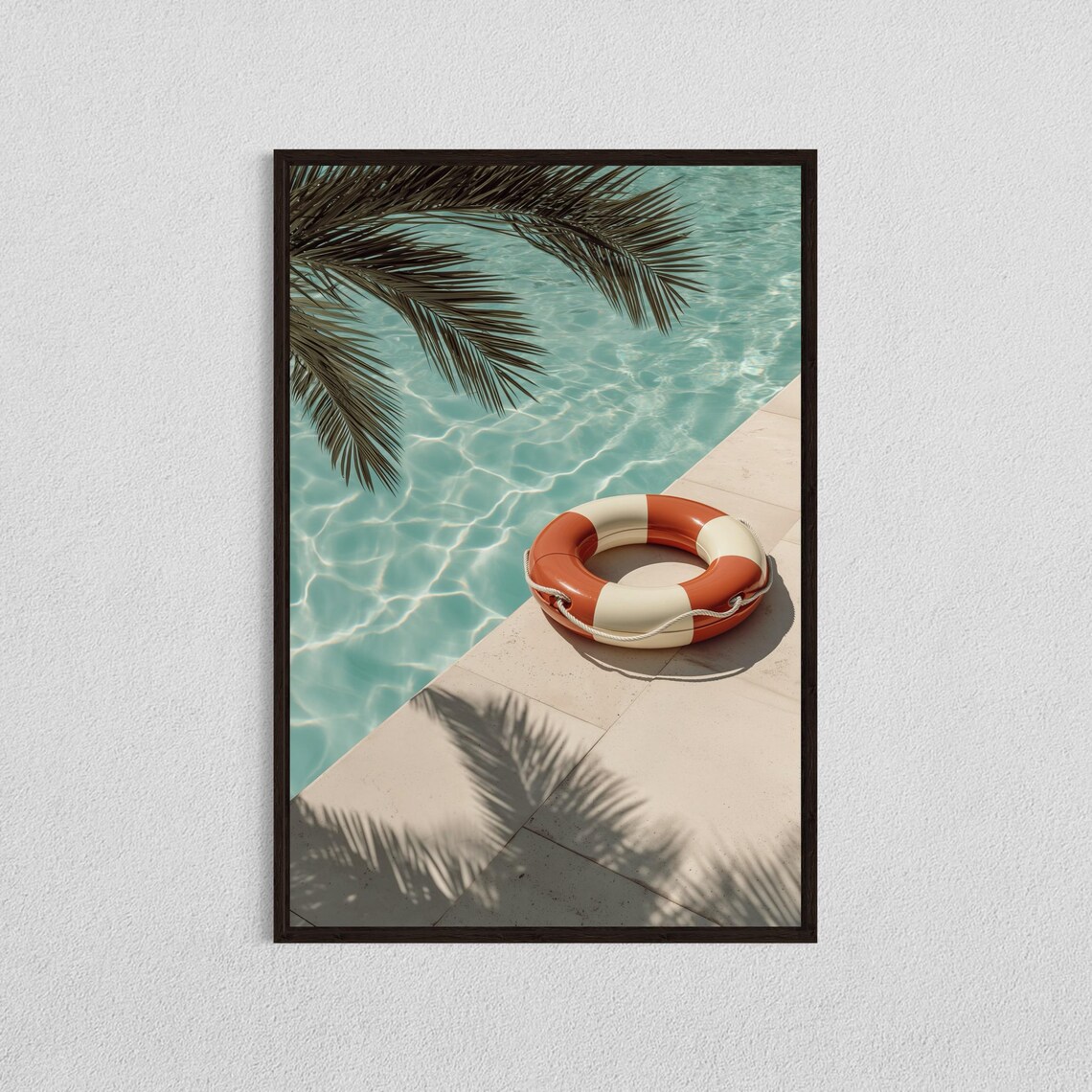 Retro Life Buoy Poolside Turquoise Pool Summer Photography Poster