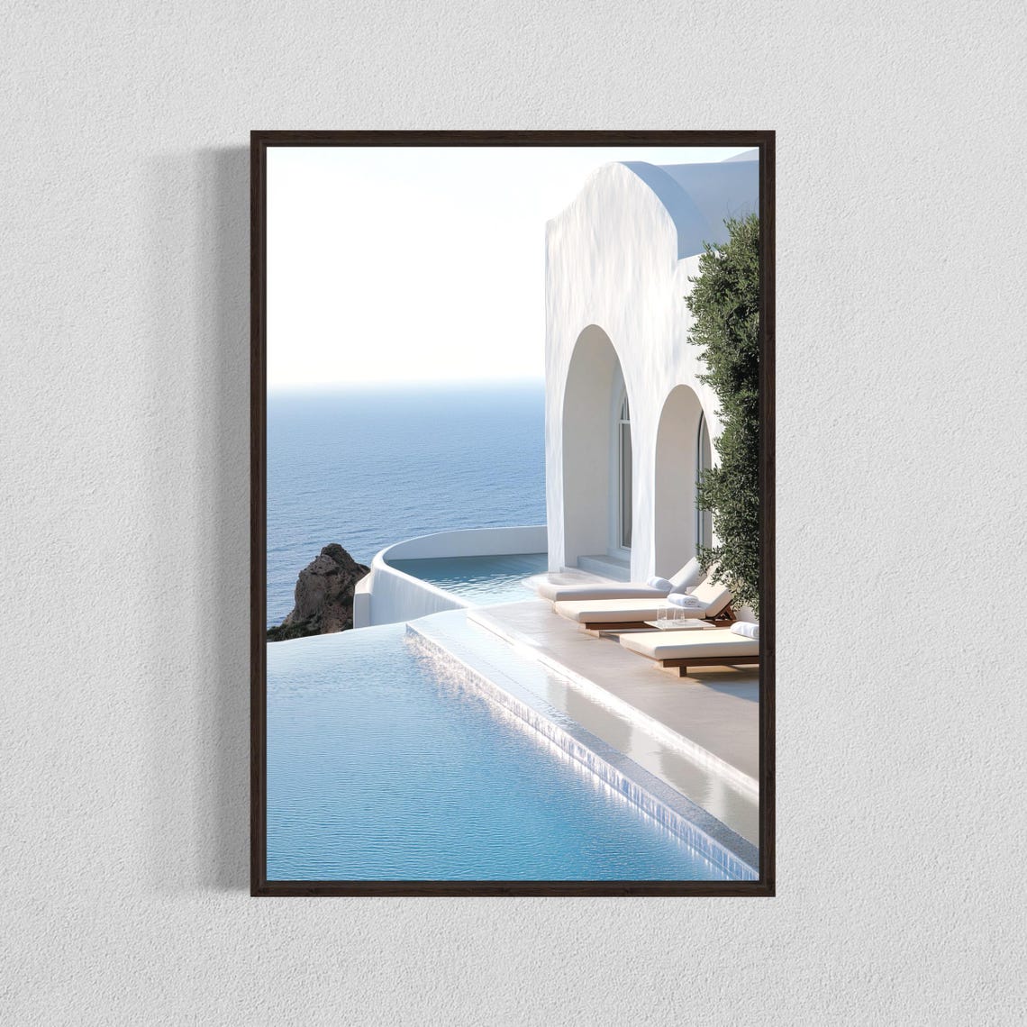 Santorini Greece White Villa Infinity Pool Aegean Sea Wall Art