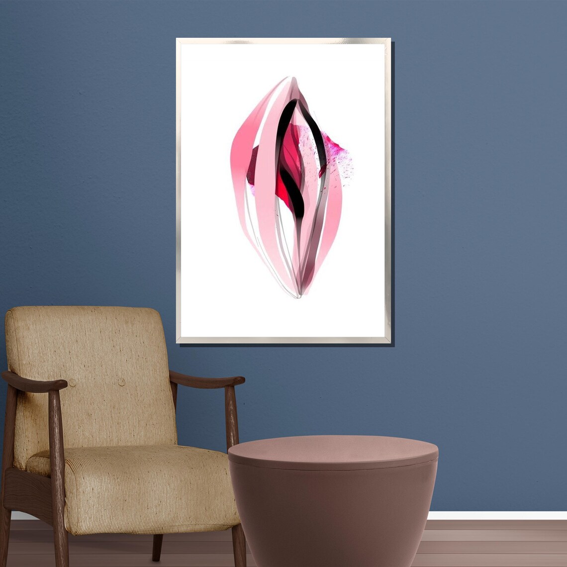 Pink Feminine Abstract Form Sensual Modern Minimalist Body Painting Poster - Image 2