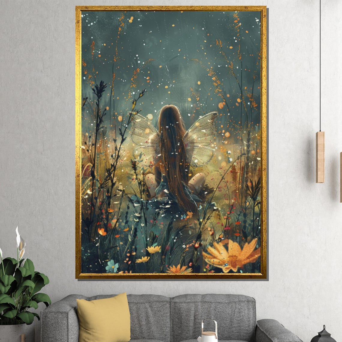 Fairy Sitting In Magical Forest Dreamy Fantasy Sparkle Night Poster