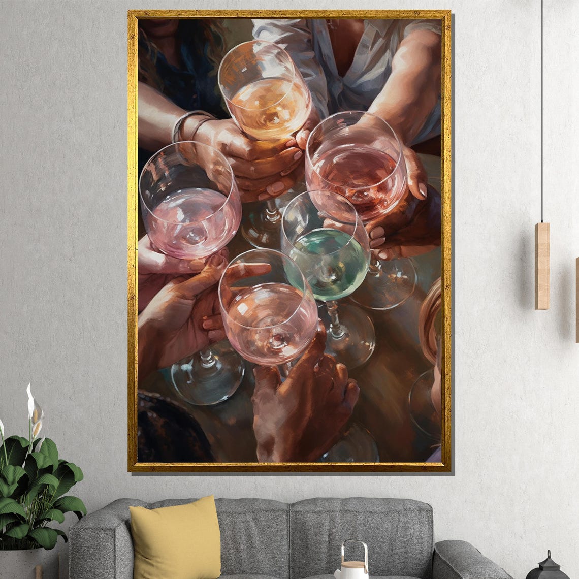 Cheers Friends Wine Glasses Toast Celebration Joyful Art Poster