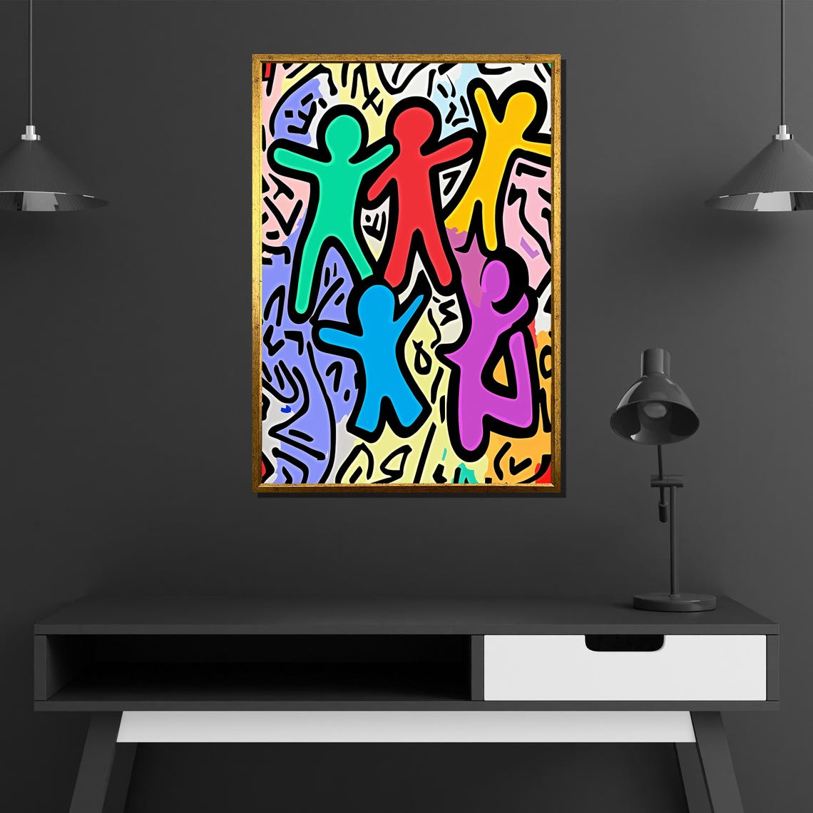 Colorful Dancing Figures Joyful Pop Art Party Celebration Poster - Image 2