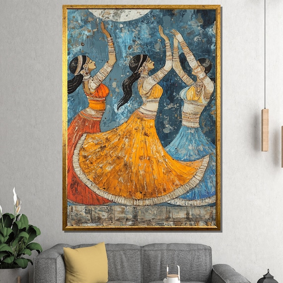 Women Dancing Art Print, Traditional Folk Dance