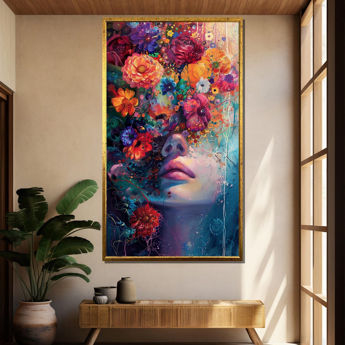 Surreal Woman With Floral Explosion Colorful Abstract Face Art Poster - Image 4