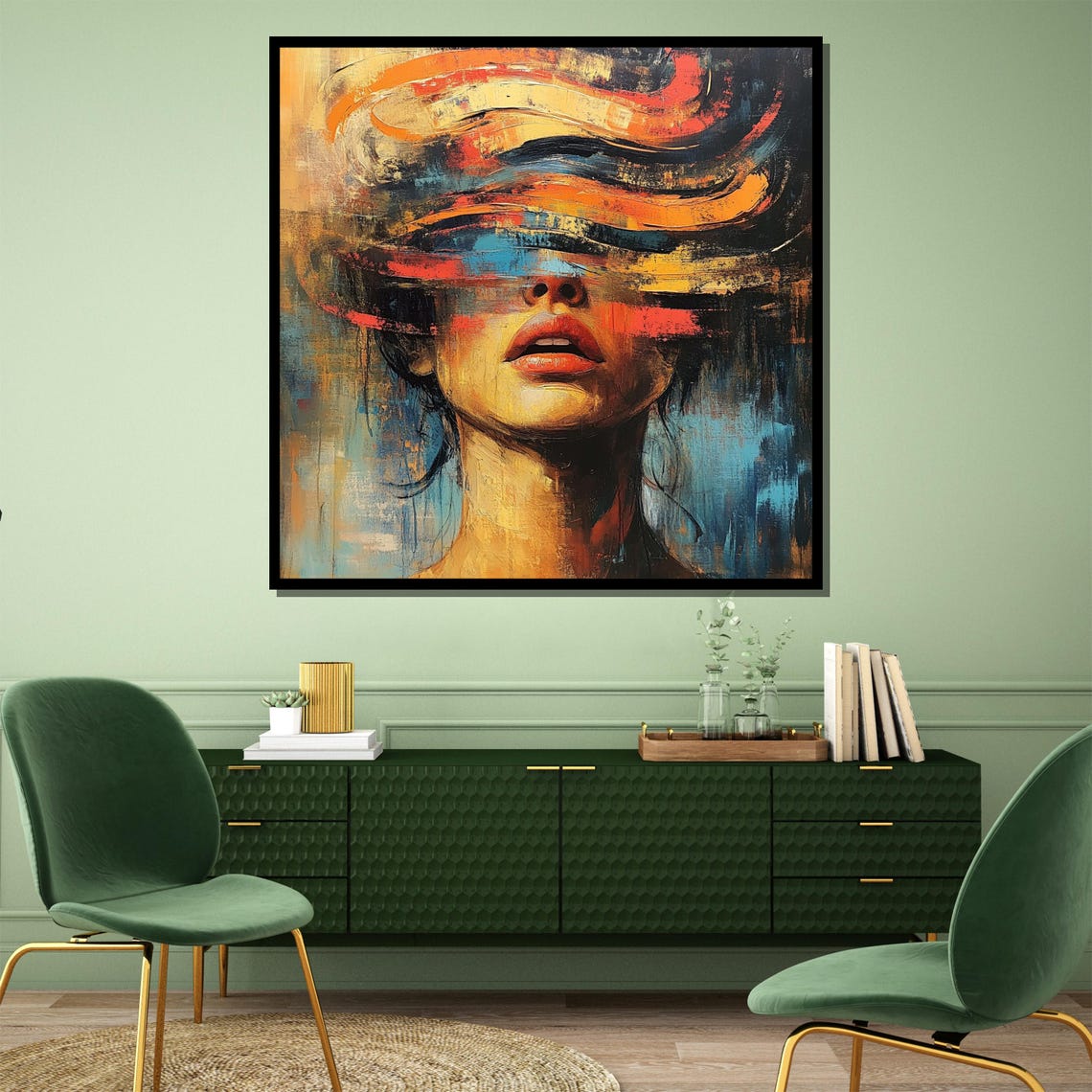 Colorful Abstract Woman Face Brush Stroke Modern Portrait Art Poster - Image 3