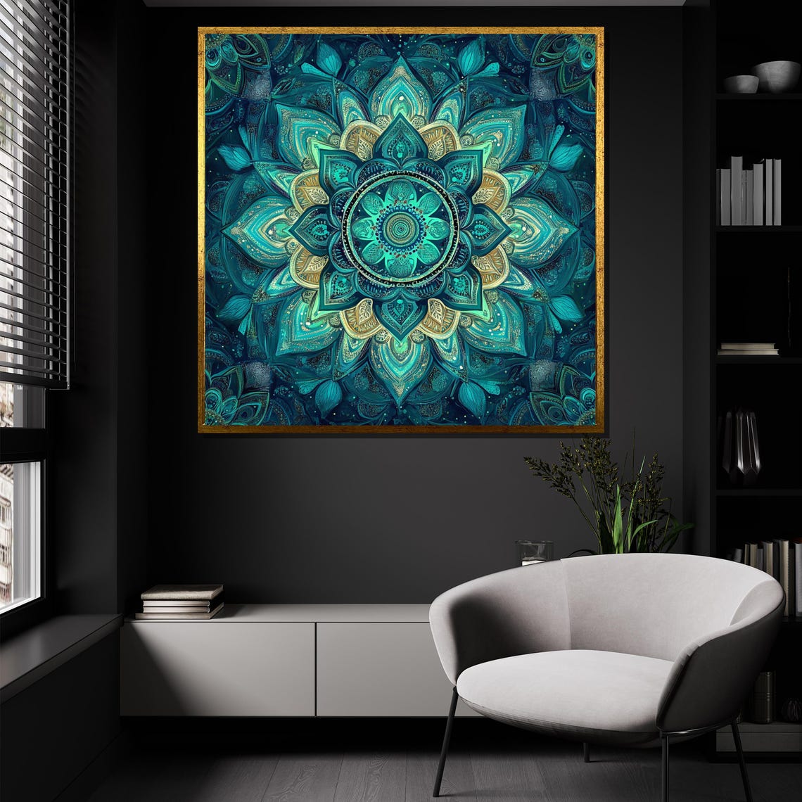 Teal Mandala Boho Modern Home Decor Art Print - Image 3