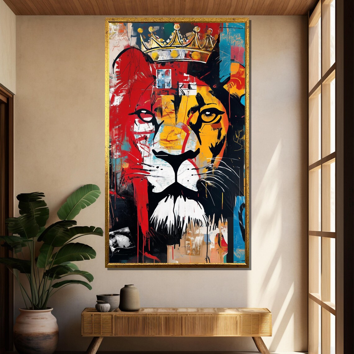 Wild Royal Crowned Lion King Bold Graffiti Pop Art Jungle Poster - Image 2