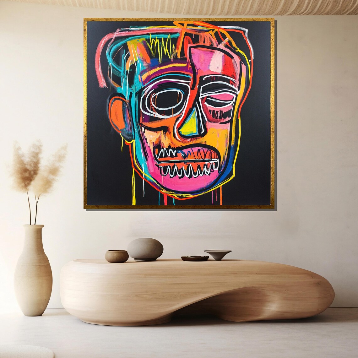 Neon Skull Graffiti Street Pop Art Print