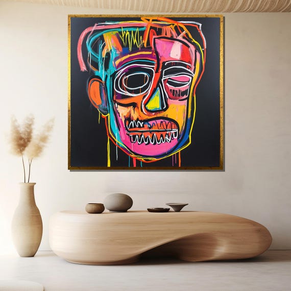 Neon Skull Graffiti Street Pop Art Print