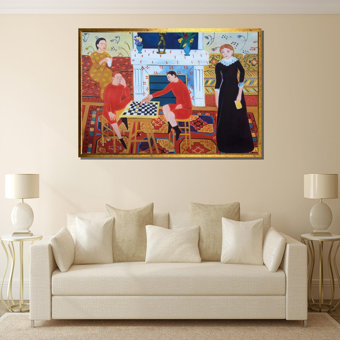 Matisse Style Checkerboard Game Scene With Figures Fauvist Poster - Image 4