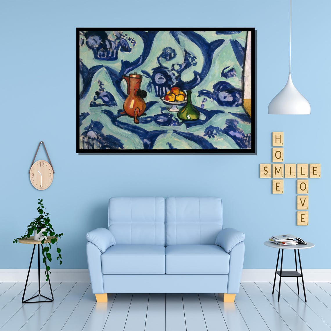 Matisse Style Coastal Window Interior Still Life Blue Wall Poster - Image 2