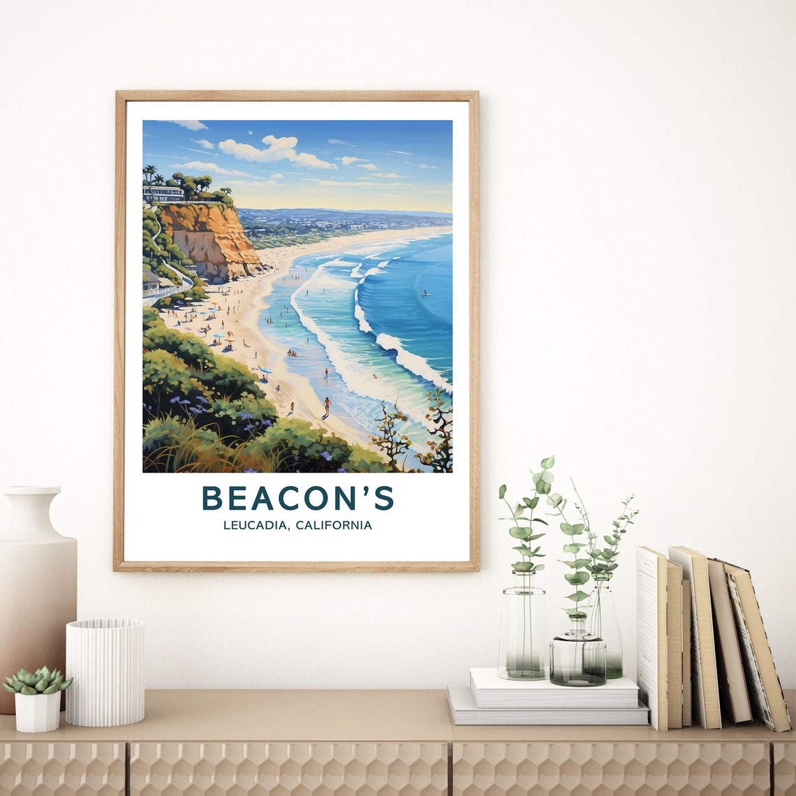 Beacons Leucadia California Cliff Beach Ocean Sunset Travel Poster - Image 2