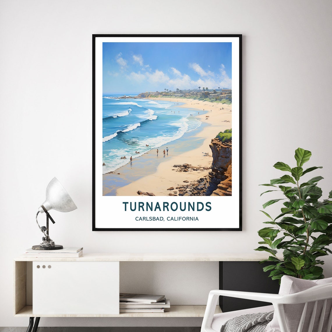 Turnarounds Carlsbad California Ocean Beach Waves Travel Poster - Image 3