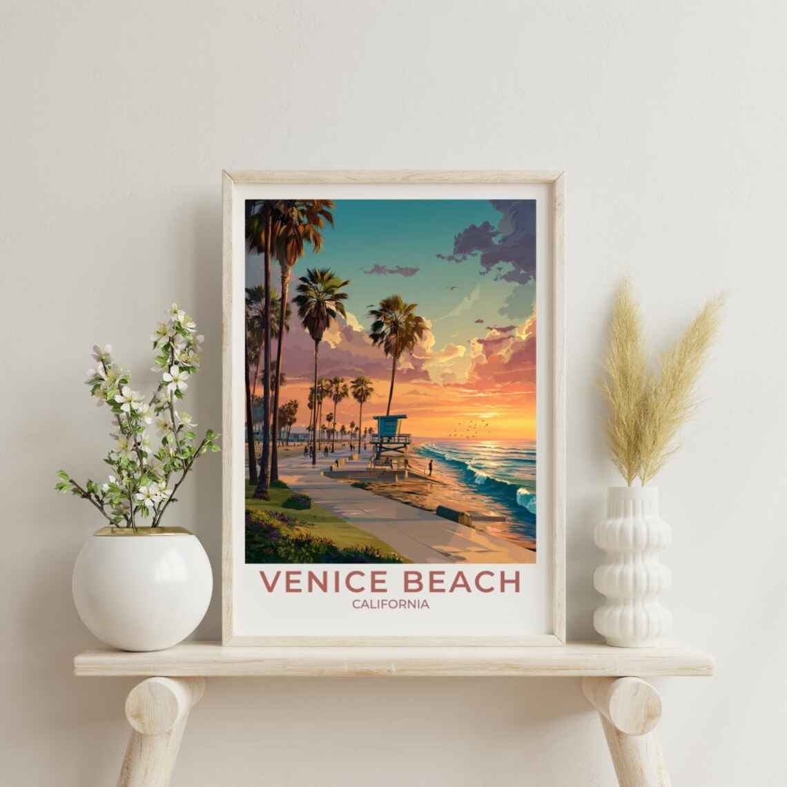 Venice Beach Travel Poster, Los Angeles Vintage Style