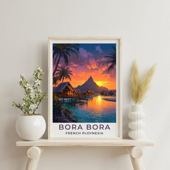 Bora Travel Art Tahiti Poster Print Wall Decor Gift For Vintage Style Scenic Tourist