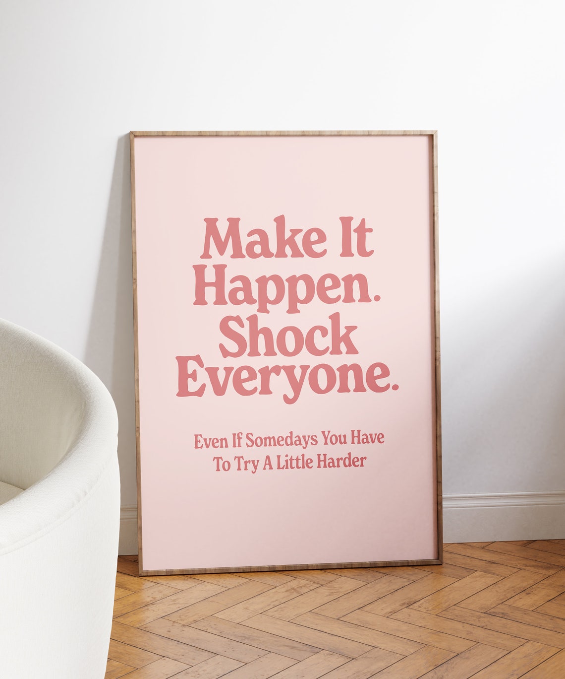 Make It Happen Wall Print Retro Motivation Poster Positive Typographic Art Daily Affirmation Art Printable Wall Art Motivational Decor - Image 3