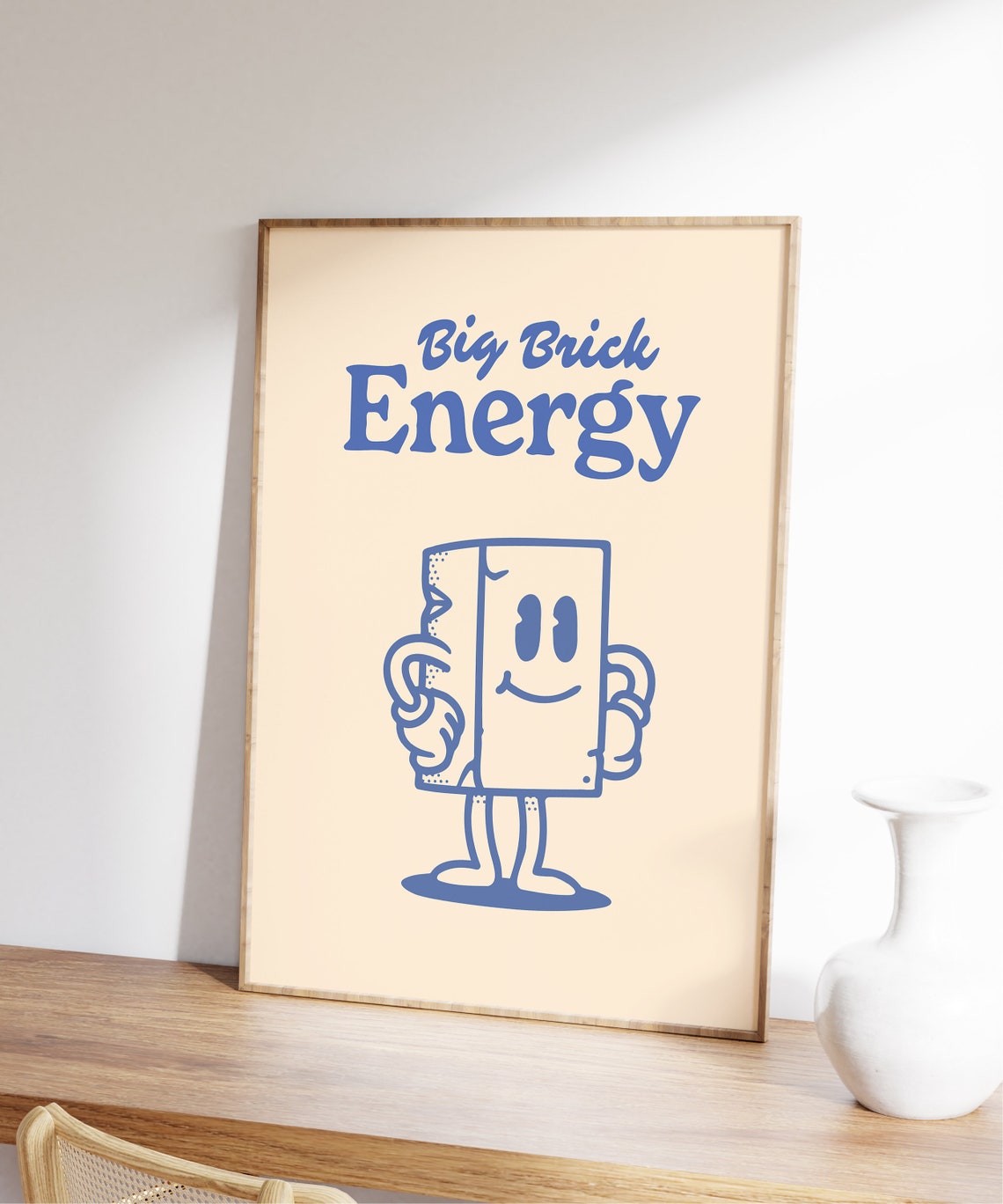 Big Brick Energy Funny Retro Smiling Brick Character Wall Art - Image 5