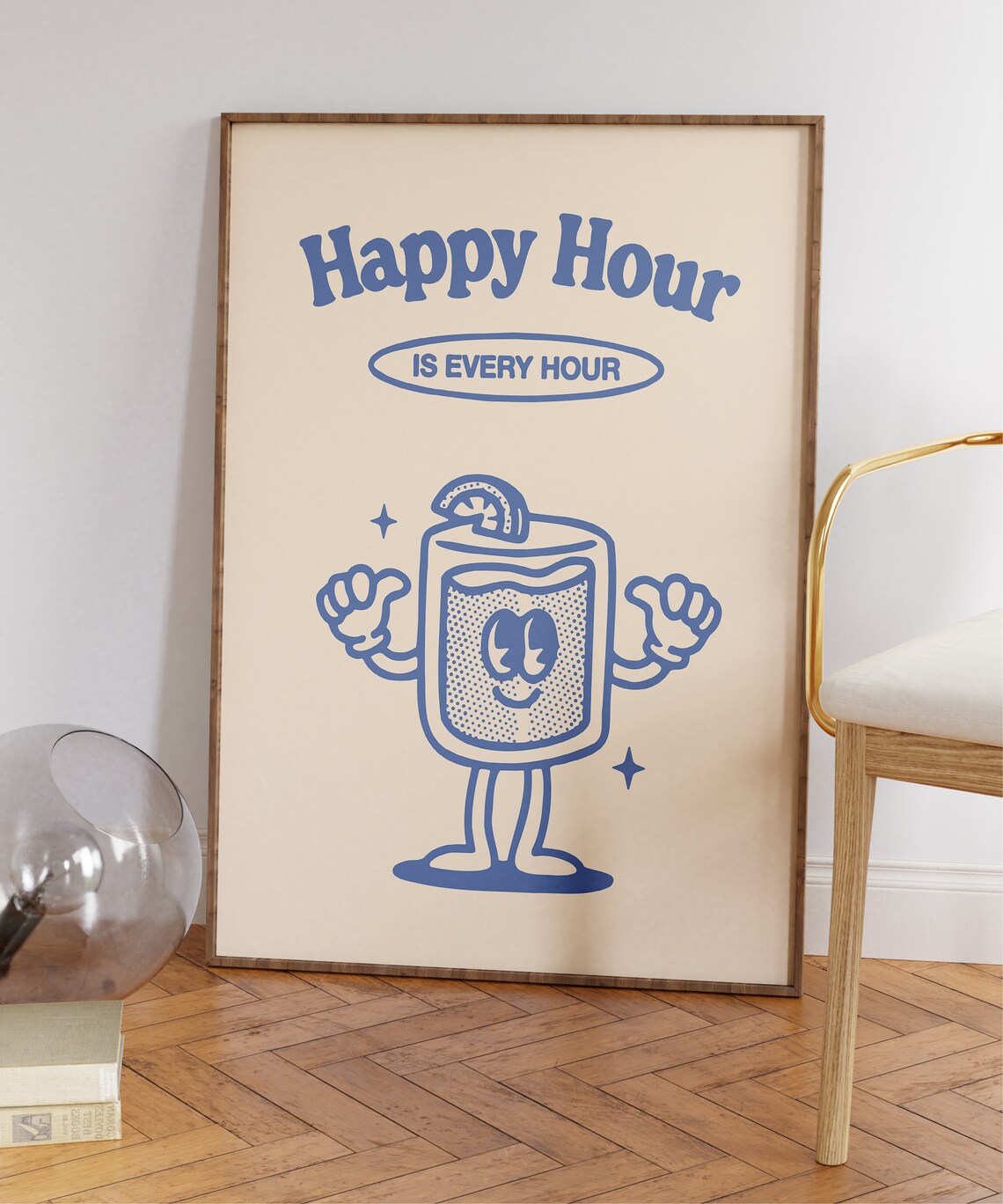 Retro Happy Hour Cocktail Poster, Groovy 70s Decor - Image 4