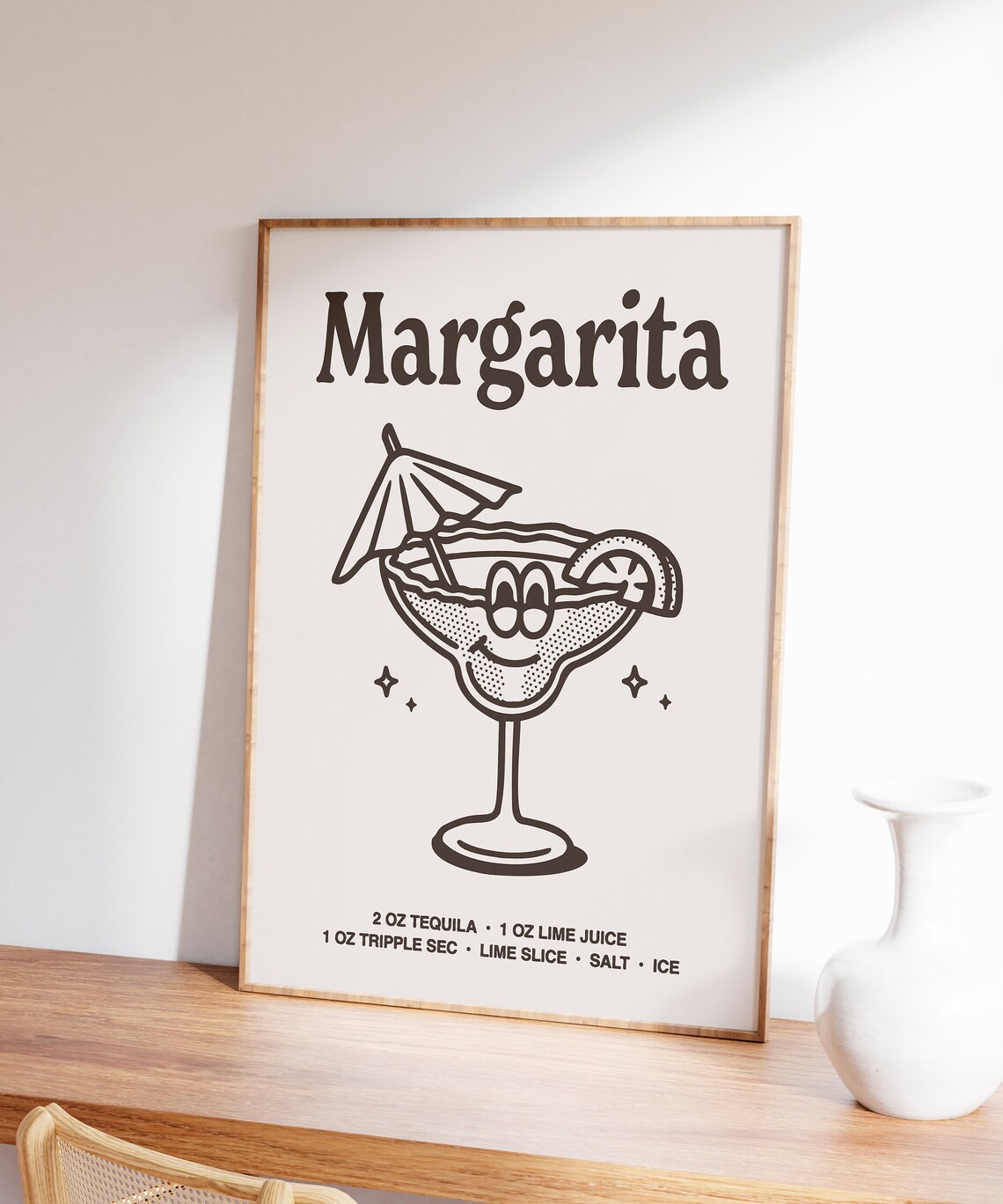Margarita Cocktail Recipe Smiling Glass Retro Black Bar Poster - Image 7