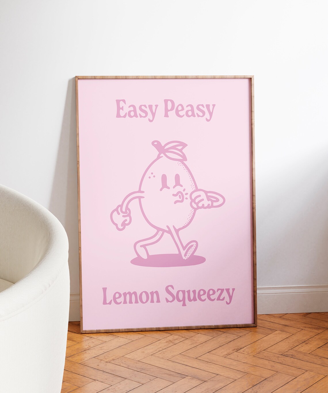 Easy Peasy Lemon Squeezy Retro Lemon Art Print - Image 3