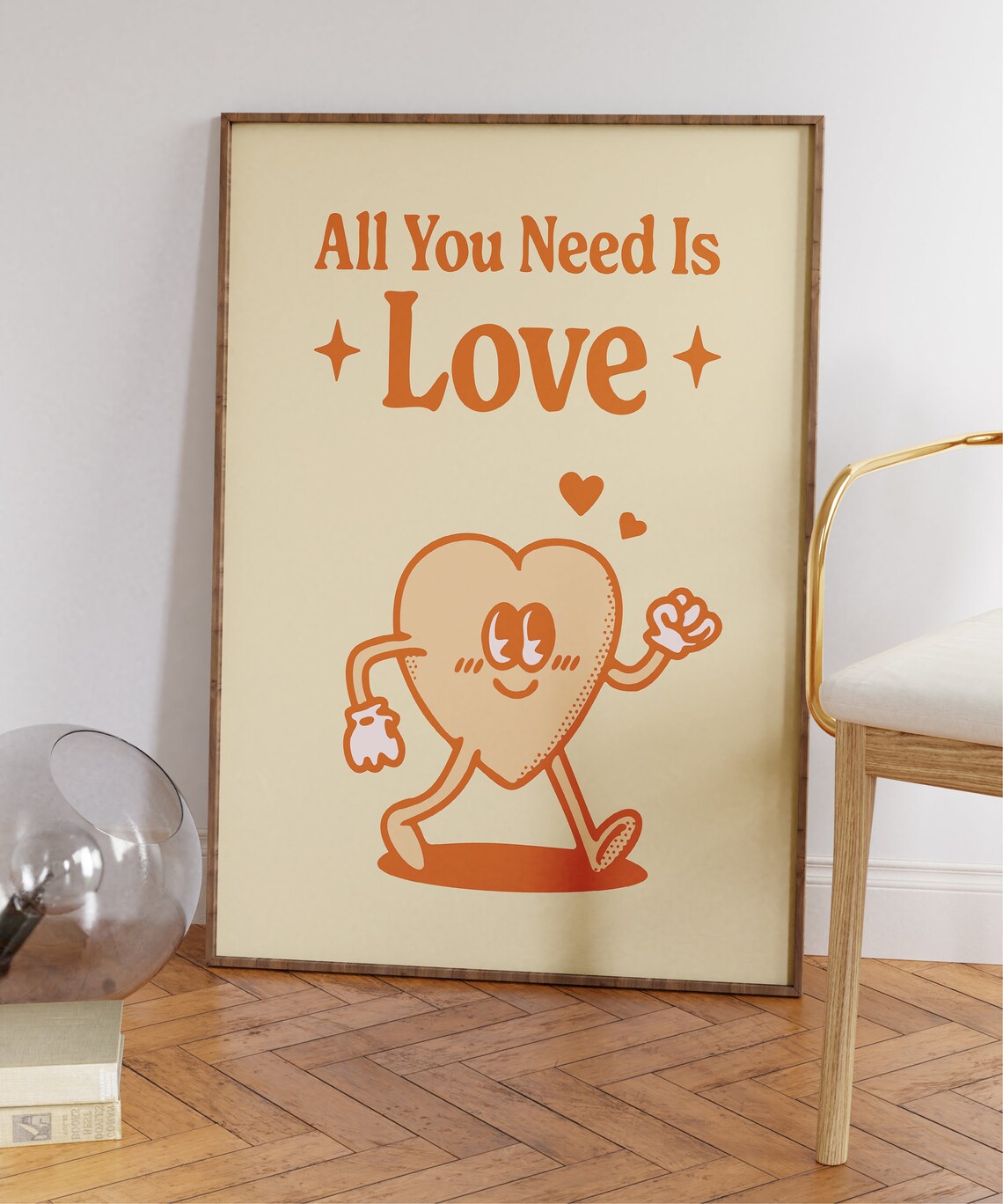 All You Need Is Love Retro Heart Orange Character Quote Poster - Image 7