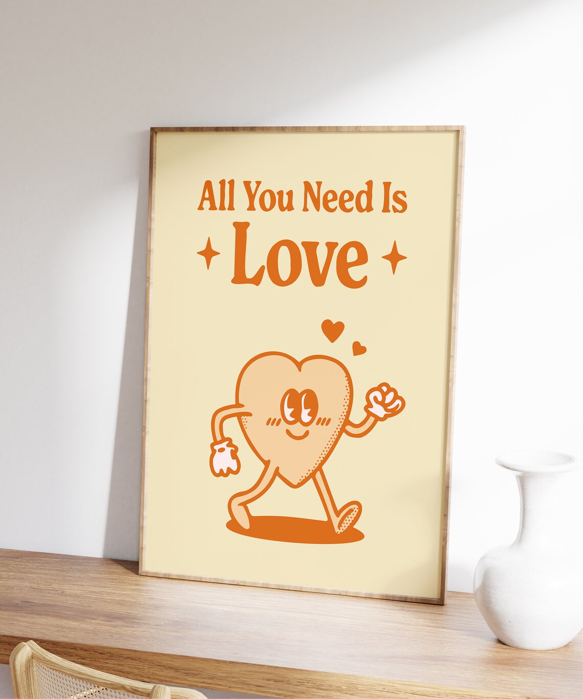 All You Need Is Love Retro Heart Orange Character Quote Poster - Image 3