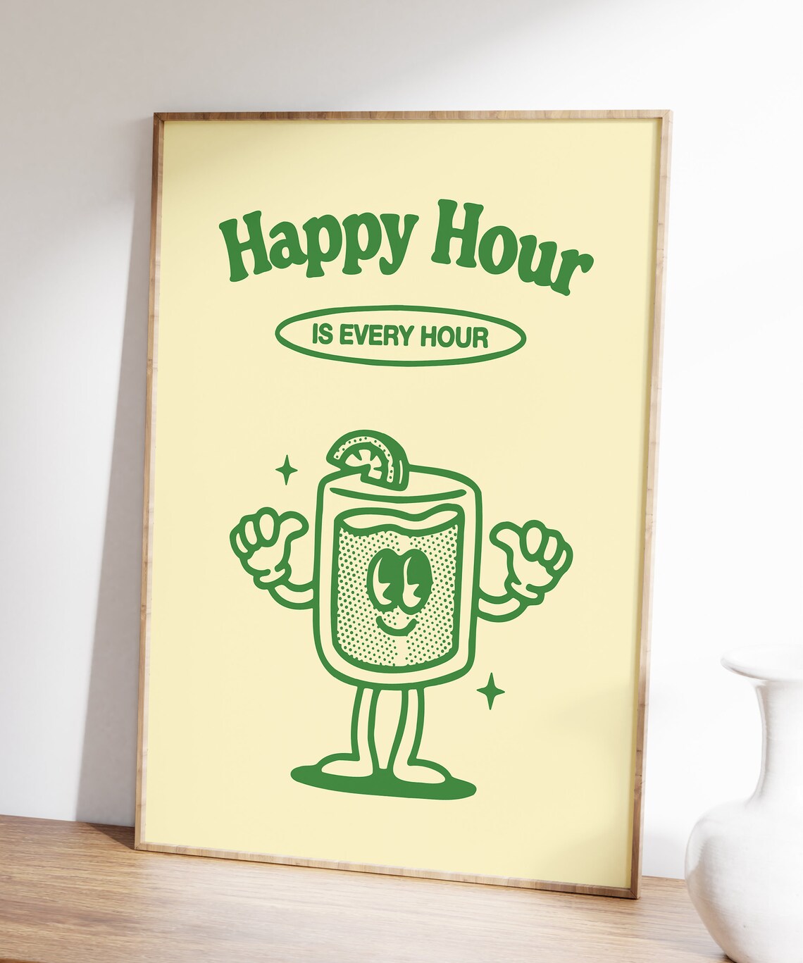 Happy Hour Retro Quote Poster, Bar Decor - Image 3