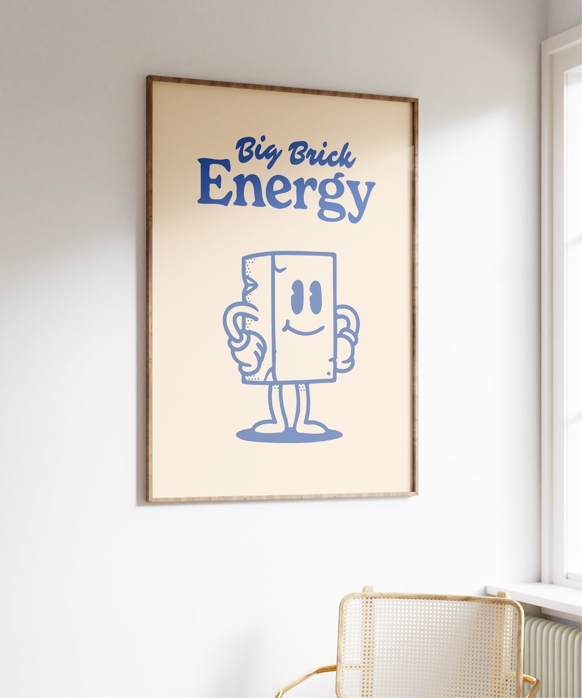 Big Brick Energy Funny Retro Smiling Brick Character Wall Art - Image 6