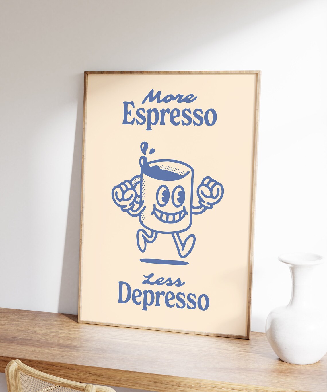More Espresso Less Depresso Retro Coffee Quote Art Print - Image 3