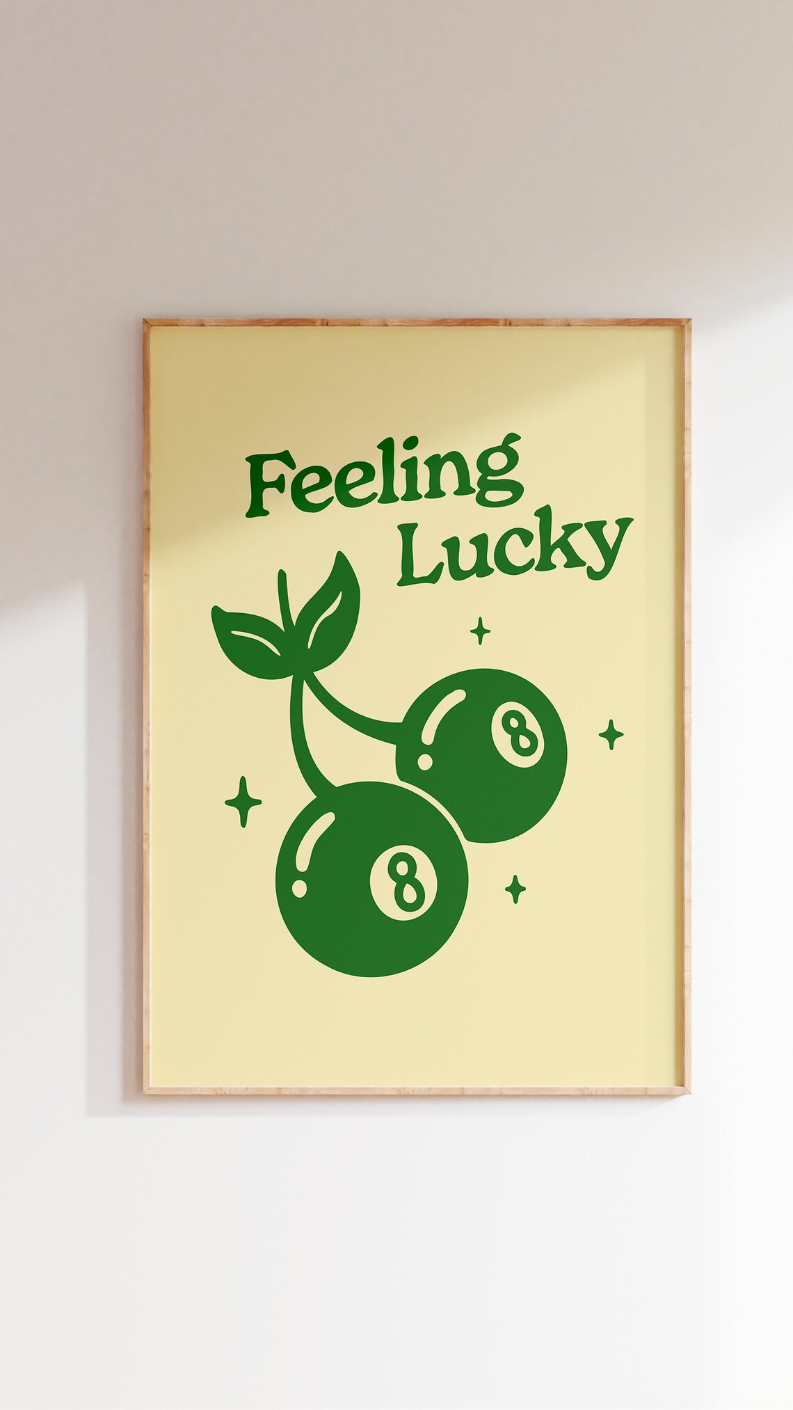 Feeling Lucky 8 Ball Cherry Print, Retro 70s Poster - Image 2