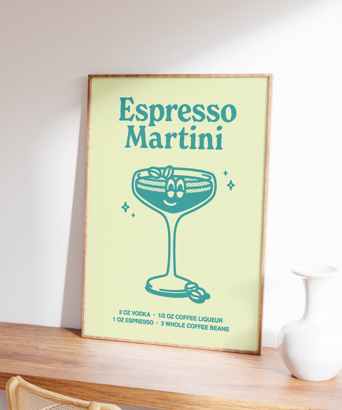 Espresso Martini Cocktail Recipe With Cute Glass Illustration Poster - Image 3