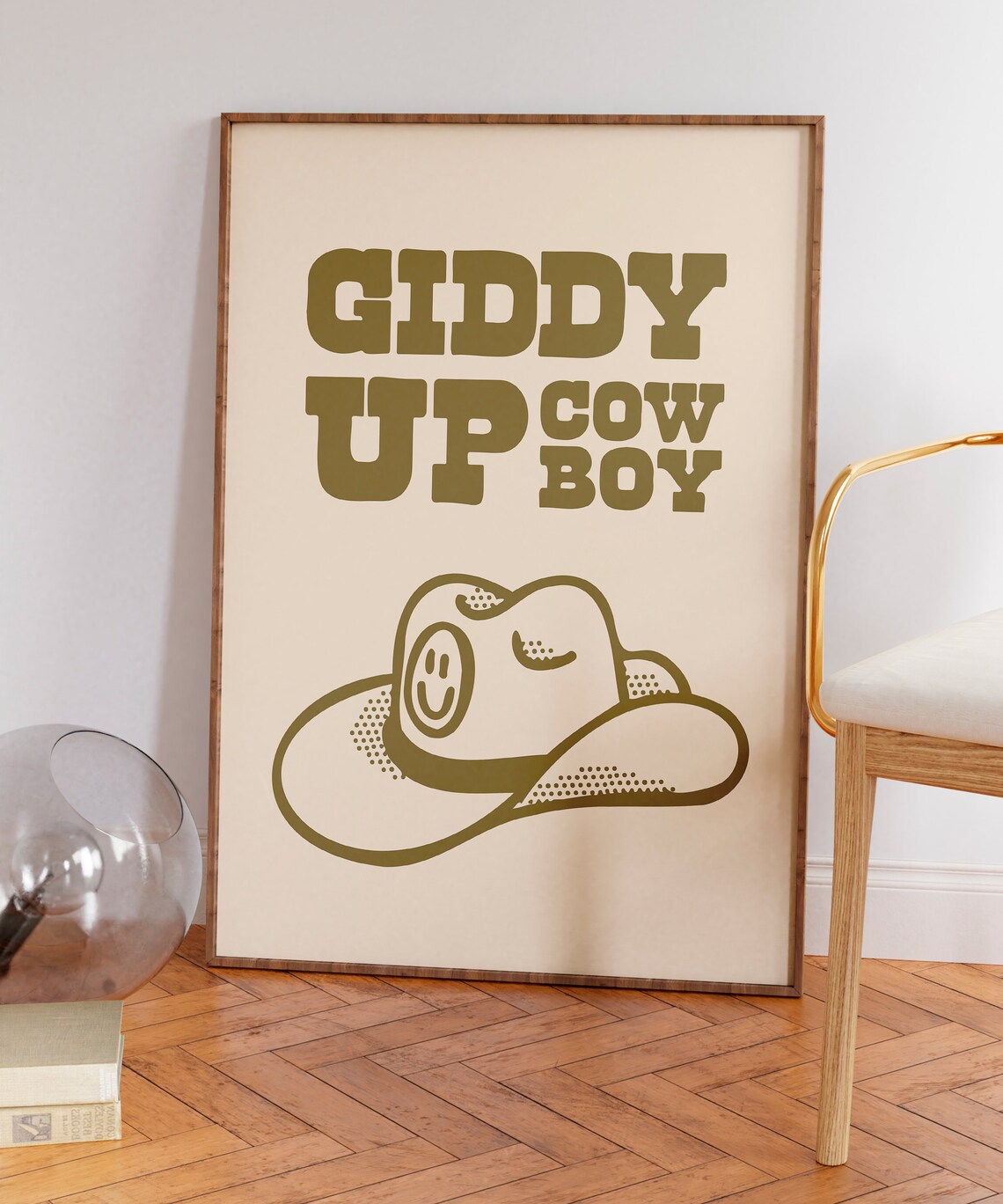 Giddy Up Retro Cowboy Quote Art Print - Image 6