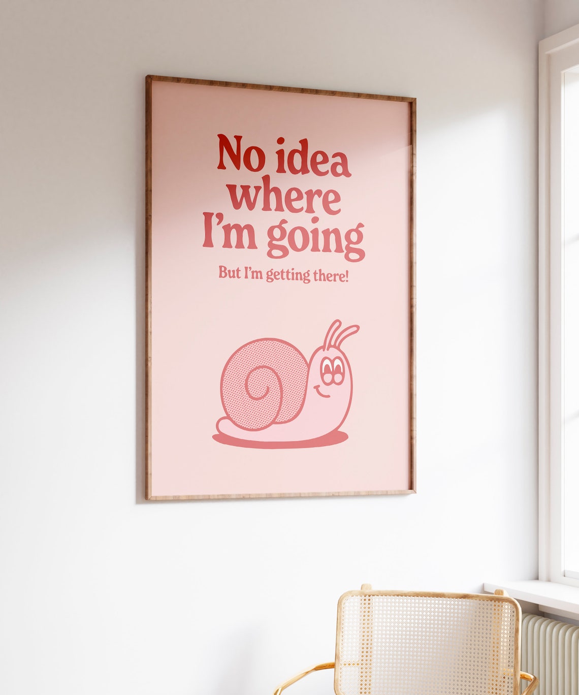 No Idea Where I Am Going Cute Snail Quote Motivational Wall Art - Image 6