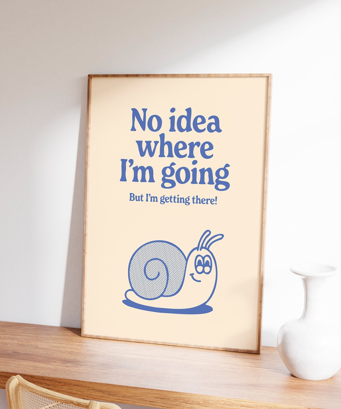 No Idea Where I'm Going Blue Snail Retro Cartoon Quote Poster - Image 5