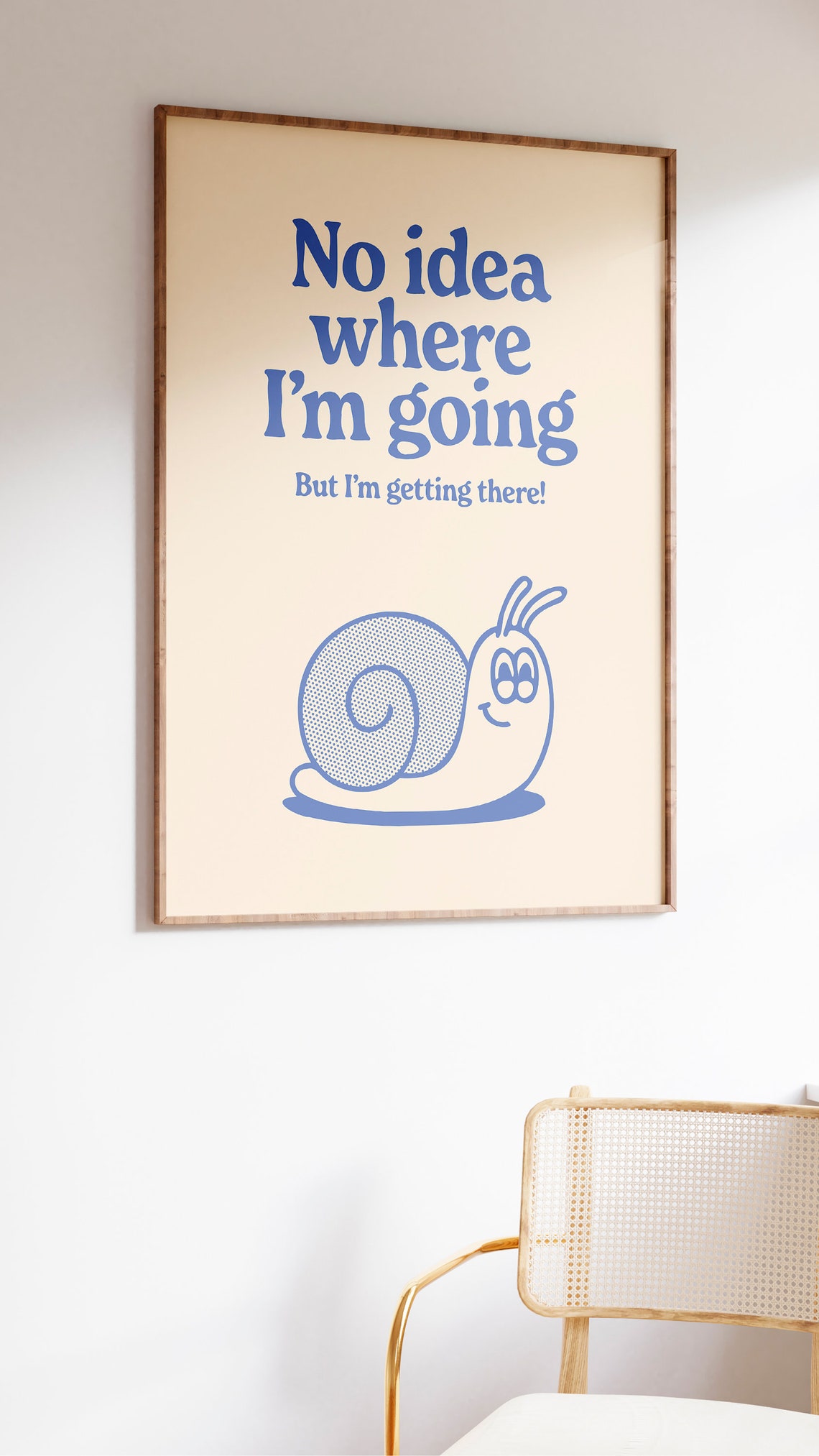 No Idea Where I'm Going Blue Snail Retro Cartoon Quote Poster - Image 2