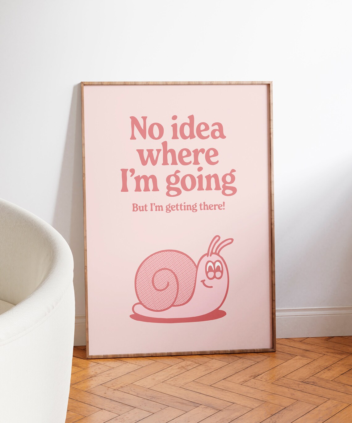 No Idea Where I Am Going Cute Snail Quote Motivational Wall Art - Image 3