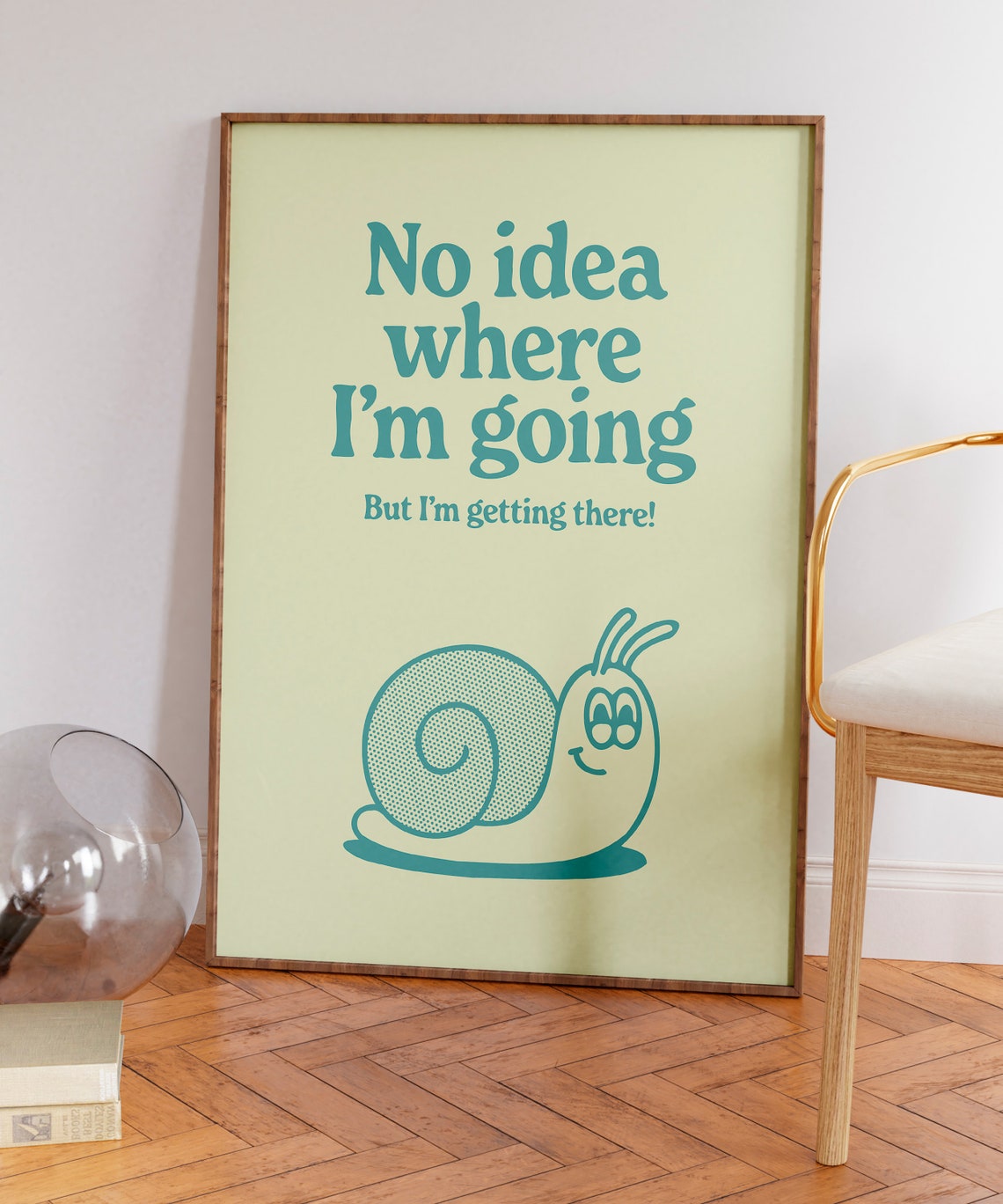 Retro Snail Poster Print Positive Quote Art Printable Retro Artwork Dorm Room Decor Downloadable Wall Art Teal Prints - Image 7