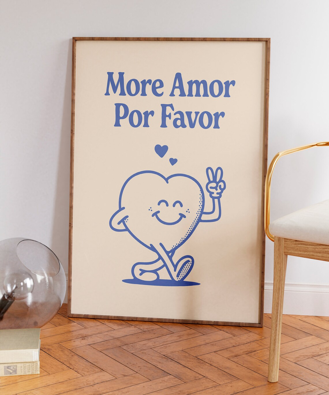 More Amor Por Favor Blue Smiling Heart Character Love Quote Poster - Image 7