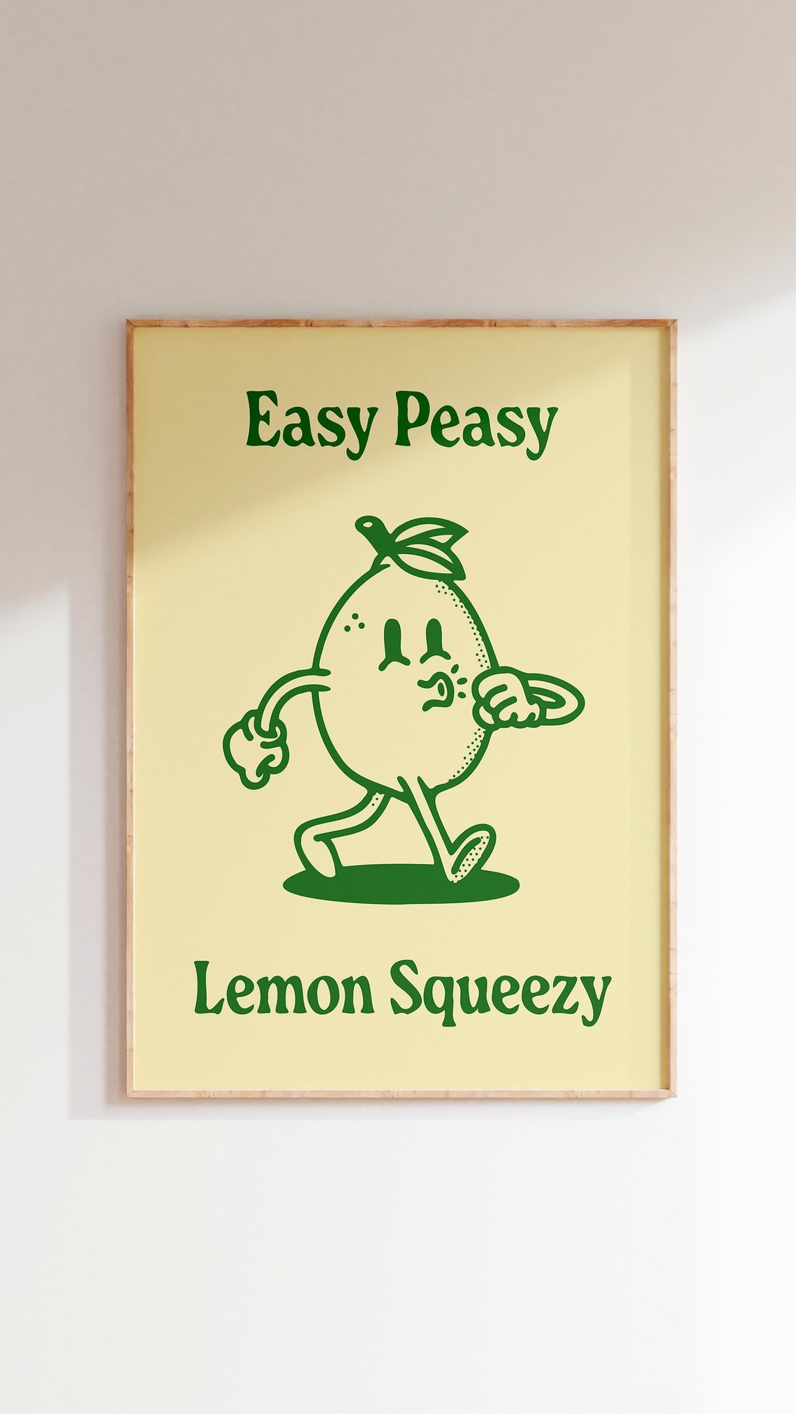 Easy Peasy Lemon Squeezy Green Retro Lemon Mascot Quote Poster - Image 2
