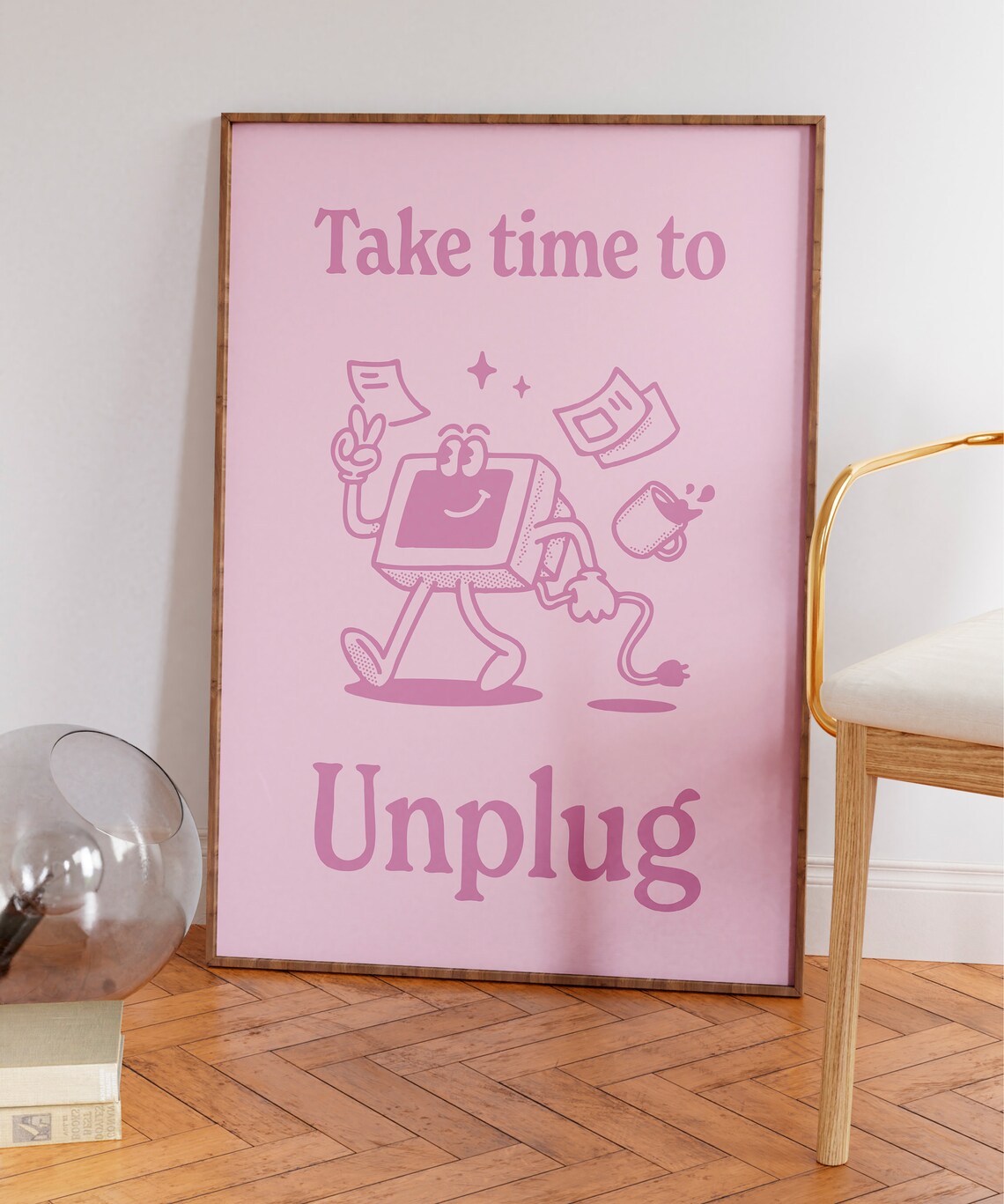 Take Time Groovy Wall Print Print Affirmation Wall Art Retro Wall Decor Cute Pink Printable Art Downloadable Prints - Image 7