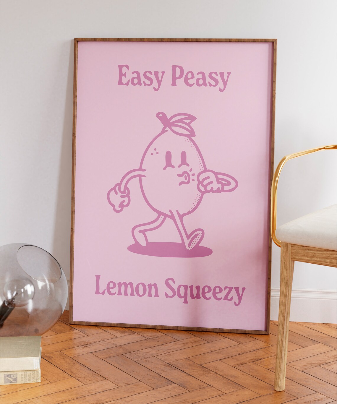 Easy Peasy Lemon Squeezy Retro Lemon Art Print - Image 5