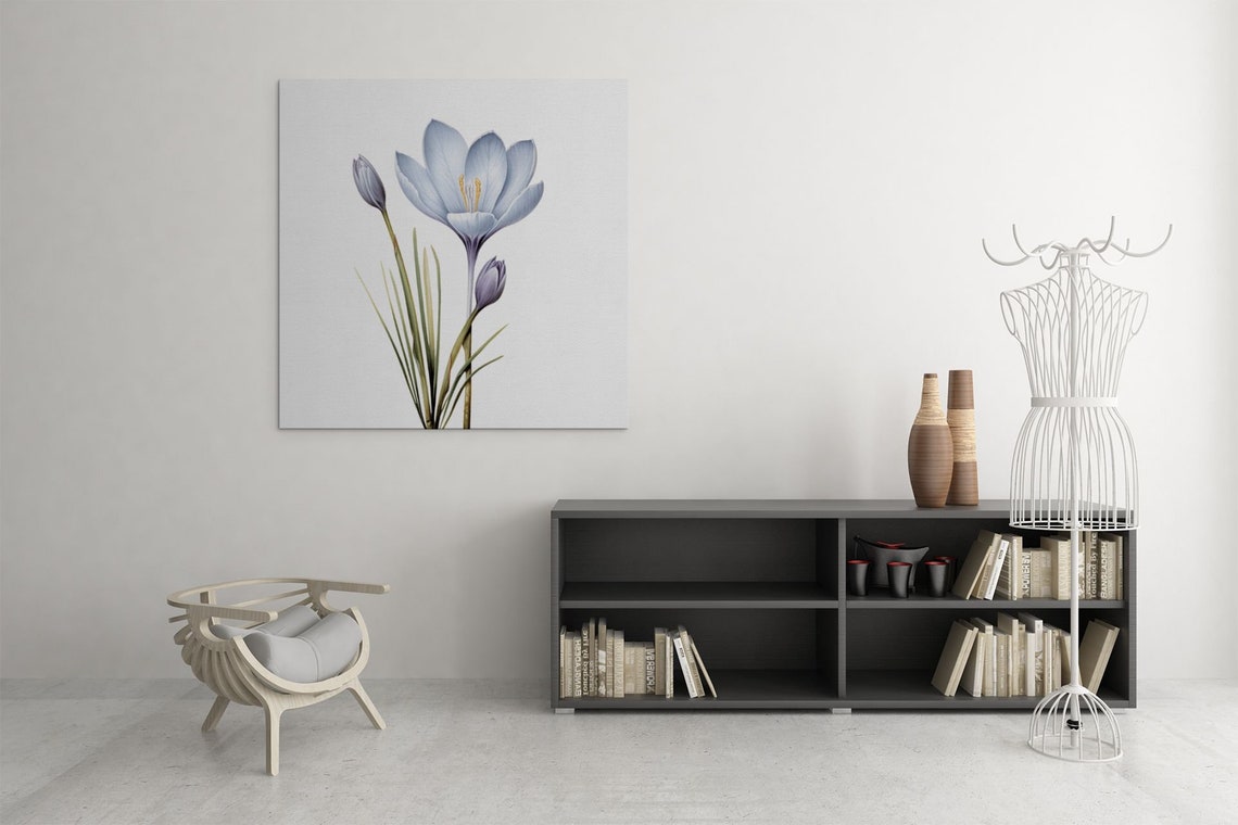 Blue Crocus With Buds Hopeful Fresh Watercolor Spring Art Poster - Image 7
