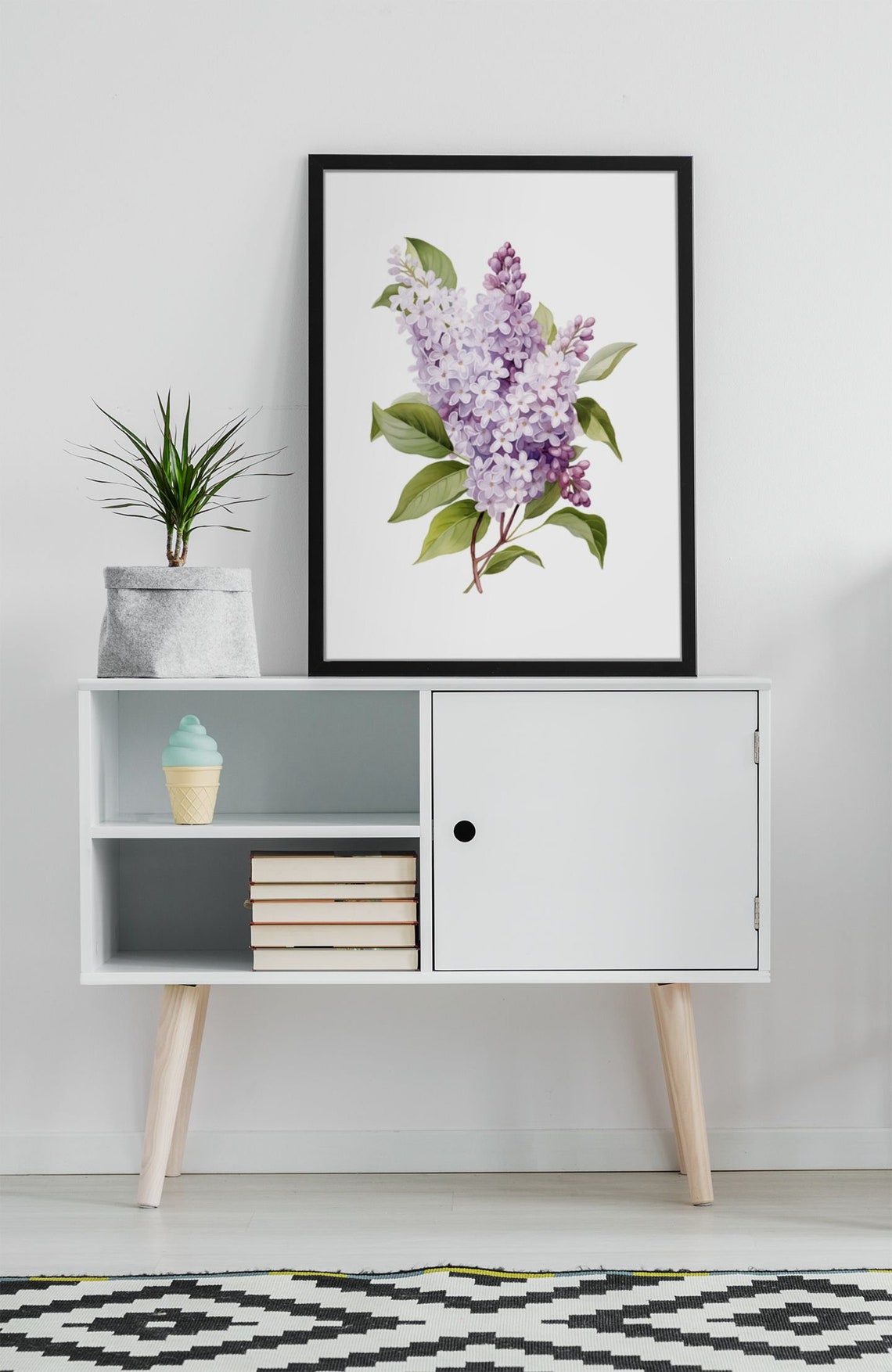 Mauve Lilac Budding Clusters Watercolour Botanical Flower Poster - Image 7